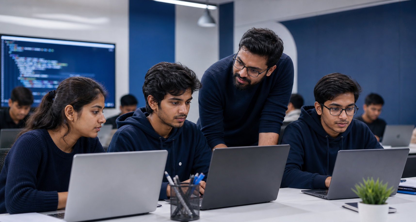 Students building practical projects with mentor support